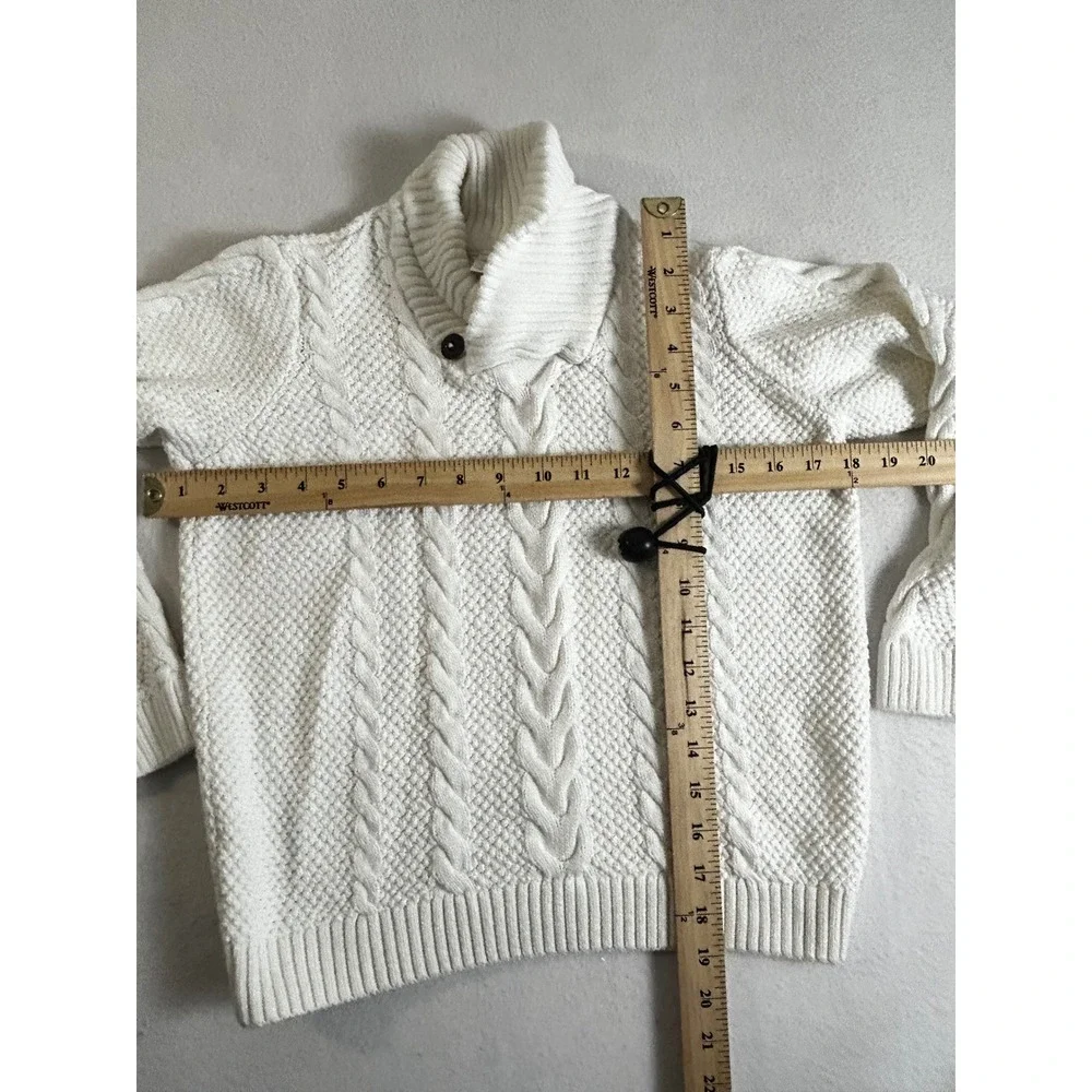 Gymboree Kids Ivory Cable Knit Shawl Collar Cotton Sweater‎ Size 8 3017374